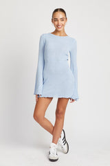 Lettuce Hem Open Back Mini Dress