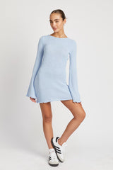 Lettuce Hem Open Back Mini Dress