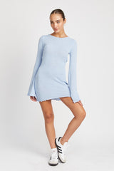 Lettuce Hem Open Back Mini Dress