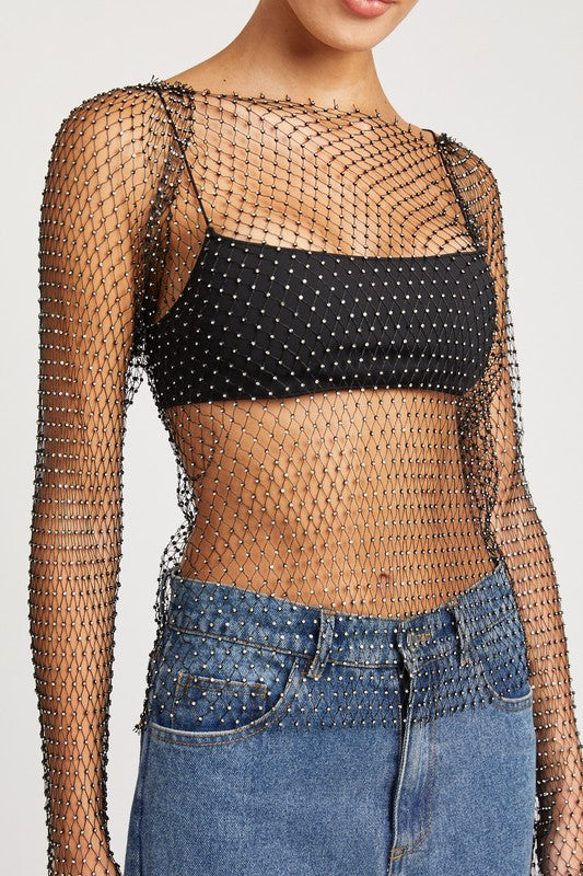 Courtney Rhinestones Net Top