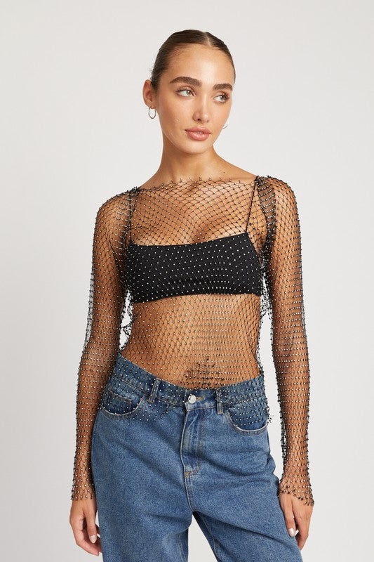 Courtney Rhinestones Net Top