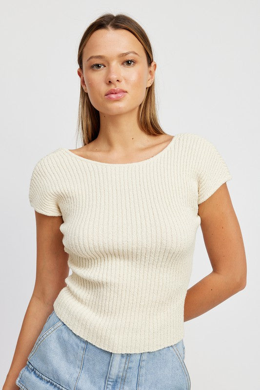 Lana Cap Sleeve Top with Open Back
