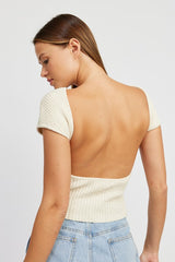 Lana Cap Sleeve Top with Open Back