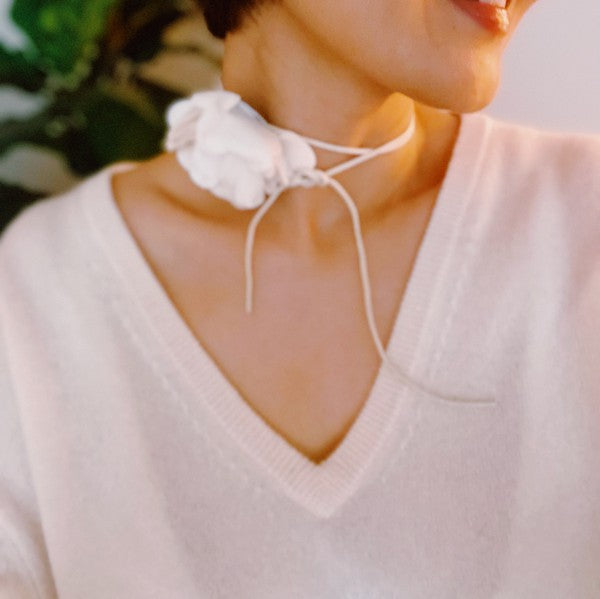 Lia Chiffon Petals Rosette Tie Necklace