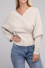 Brianna Viscose Cross Wrap Pullover Sweater