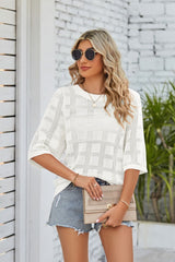 Joyce Ribbed Trim Round Neck Knit Top