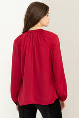 Jenna Long Sleeve Ruffle Blouse