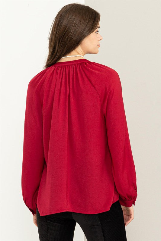 Jenna Long Sleeve Ruffle Blouse