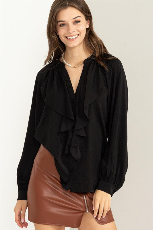 Jenna Long Sleeve Ruffle Blouse