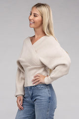 Brianna Viscose Cross Wrap Pullover Sweater