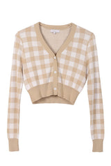Abigail LS Gingham pattern cardigan