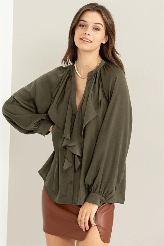 Jenna Long Sleeve Ruffle Blouse