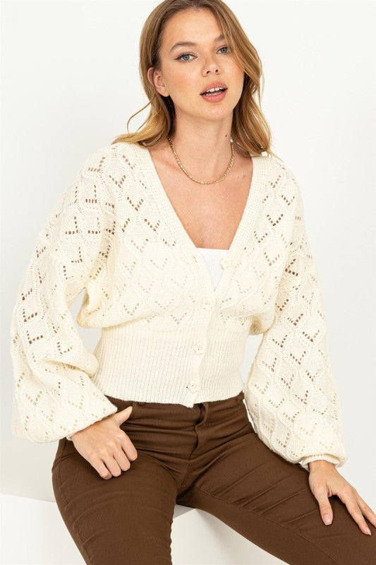 Bri Pointelle Sweater Cardigan