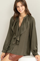 Jenna Long Sleeve Ruffle Blouse