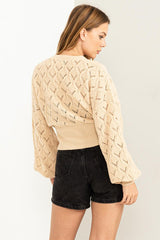 Bri Pointelle Sweater Cardigan