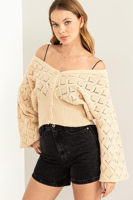 Bri Pointelle Sweater Cardigan