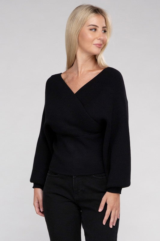 Brianna Viscose Cross Wrap Pullover Sweater