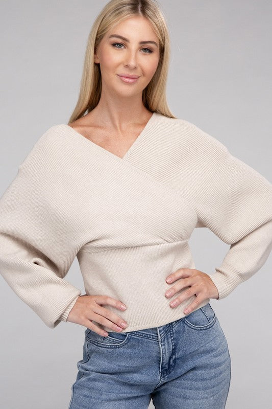 Brianna Viscose Cross Wrap Pullover Sweater