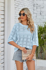 Joyce Ribbed Trim Round Neck Knit Top