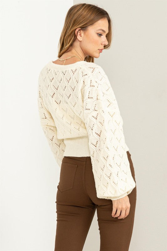 Bri Pointelle Sweater Cardigan