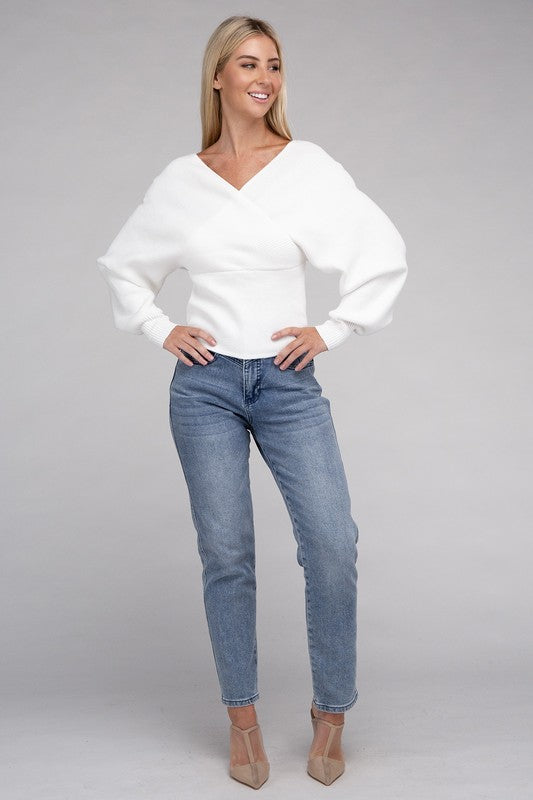 Brianna Viscose Cross Wrap Pullover Sweater