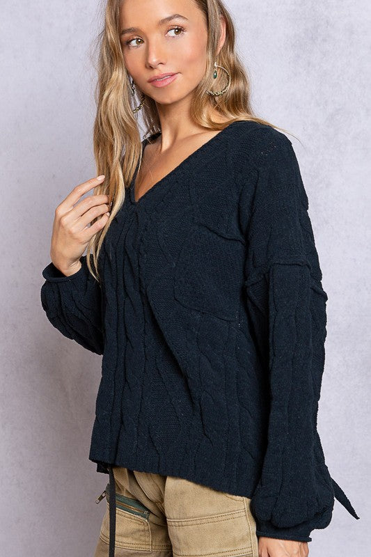 Maya Dreamy V-Neck Sweater with Chain Detail