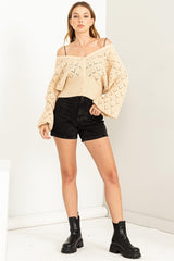 Bri Pointelle Sweater Cardigan