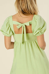 Treasure Tie Back Dress With Puff Sleeves