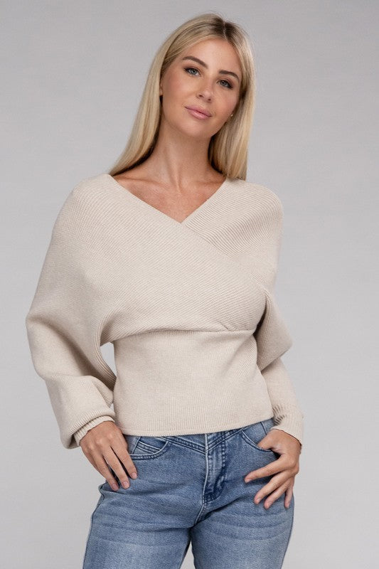 Brianna Viscose Cross Wrap Pullover Sweater