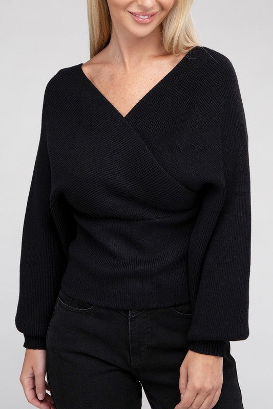 Brianna Viscose Cross Wrap Pullover Sweater