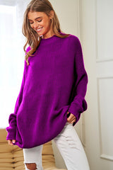 Bridgette Solid Mock Neck Long Sleeve Knit Sweater