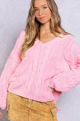 Maya Dreamy V-Neck Sweater with Chain Detail