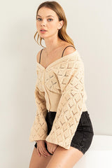 Bri Pointelle Sweater Cardigan