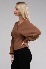 Brianna Viscose Cross Wrap Pullover Sweater