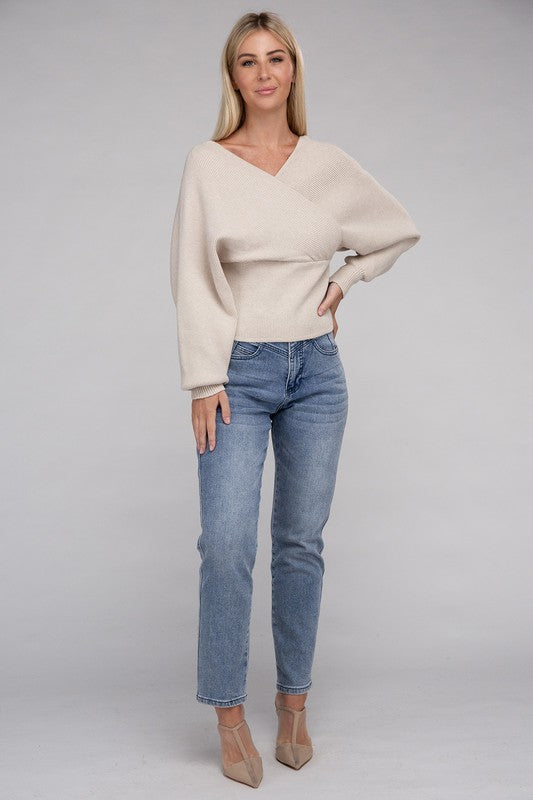 Brianna Viscose Cross Wrap Pullover Sweater