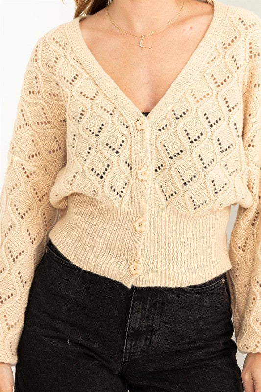 Bri Pointelle Sweater Cardigan