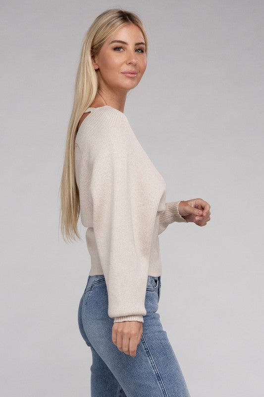 Brianna Viscose Cross Wrap Pullover Sweater