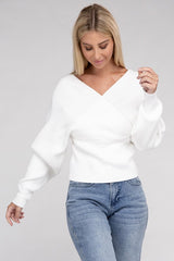 Brianna Viscose Cross Wrap Pullover Sweater