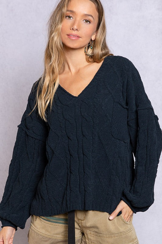 Maya Dreamy V-Neck Sweater with Chain Detail