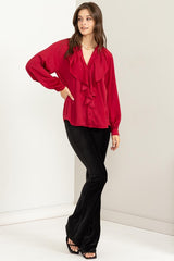 Jenna Long Sleeve Ruffle Blouse