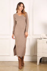 Violet V-Neck Sweater Maxi Dress