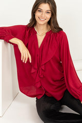 Jenna Long Sleeve Ruffle Blouse