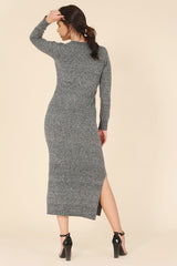 Violet V-Neck Sweater Maxi Dress