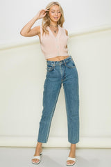 MJ Button-Up Cropped Vest