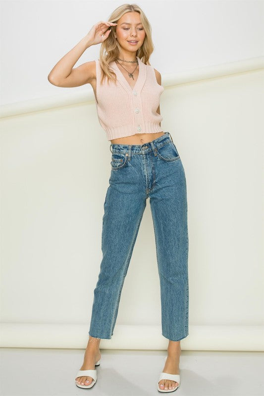 MJ Button-Up Cropped Vest