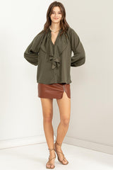 Jenna Long Sleeve Ruffle Blouse