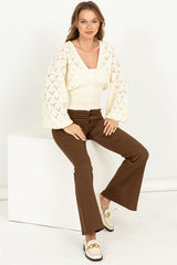 Bri Pointelle Sweater Cardigan