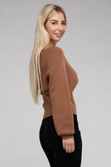 Brianna Viscose Cross Wrap Pullover Sweater