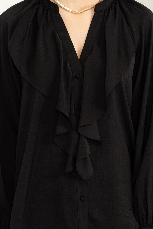 Jenna Long Sleeve Ruffle Blouse