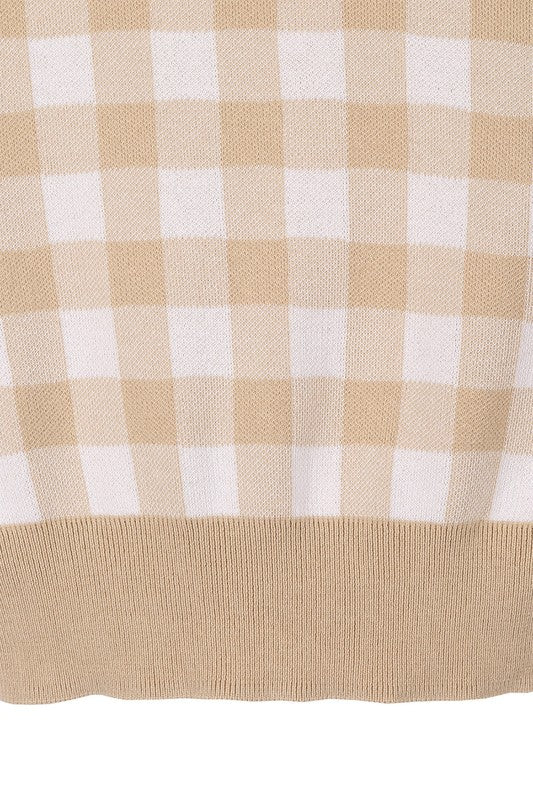 Abigail LS Gingham pattern cardigan
